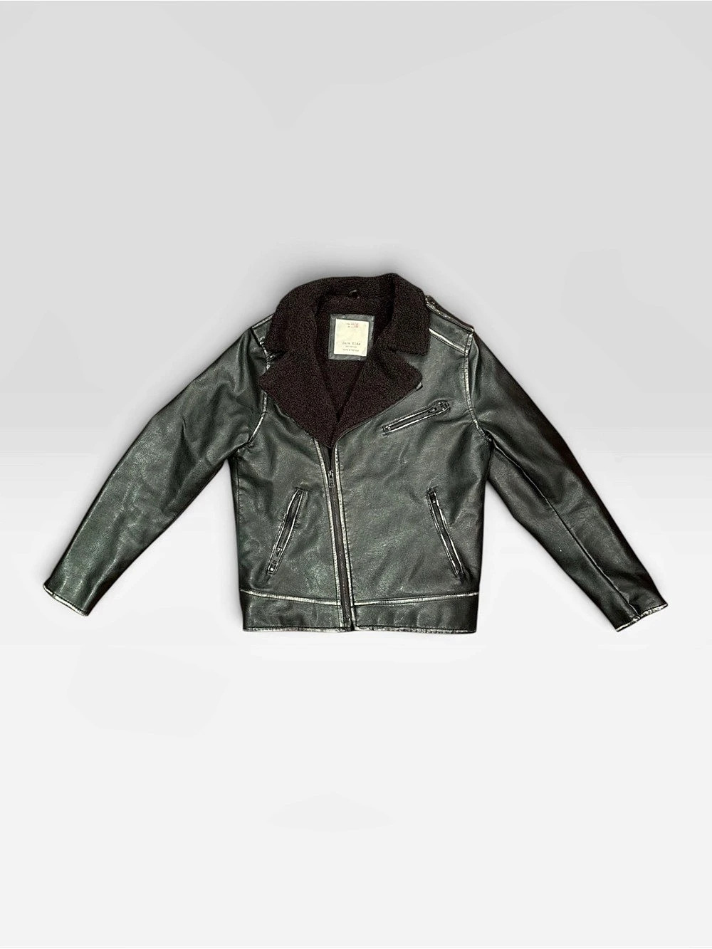 Kids Black Faux Leather Moto Jacket